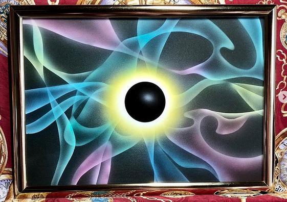 ブラックホール黒曜石5次元クラインの壺絵画 スピリチュアルエナジーアート制作販売